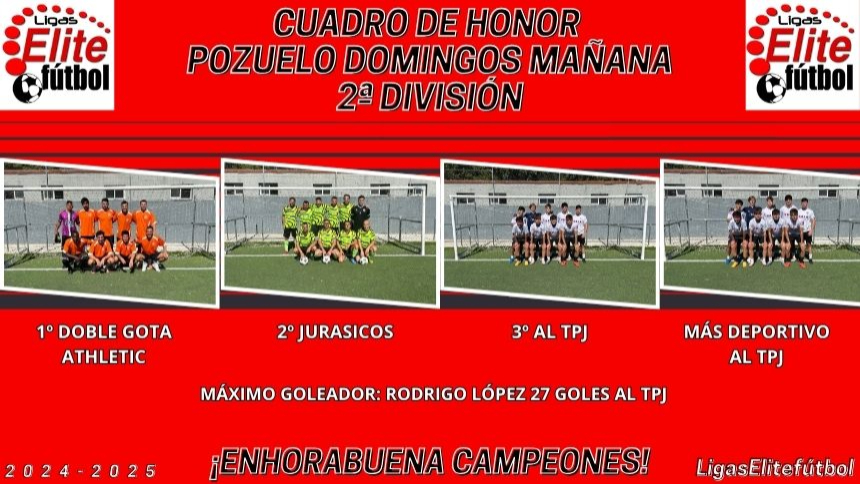 CUADRO DE HONOR. POZUELO DOMINGOS MAÑANA 2ª DIVISIÓN